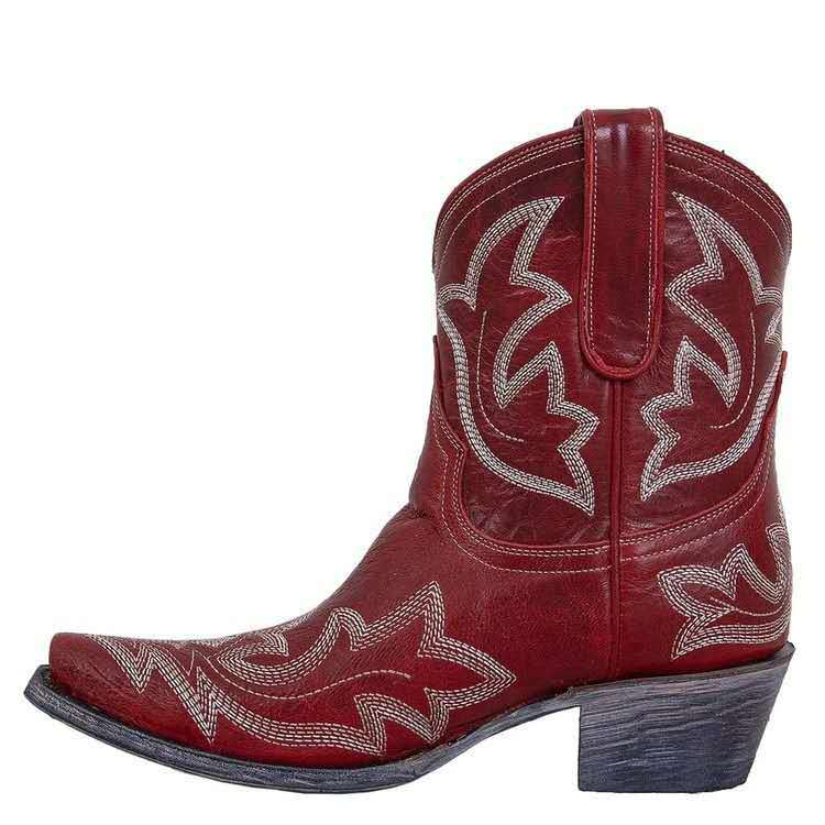 Roxane Belmont | Red Cowboy Boots With Embroidered Stitching For Women