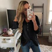 Nadine Castellon | Slit Henley Tunic Top For Women