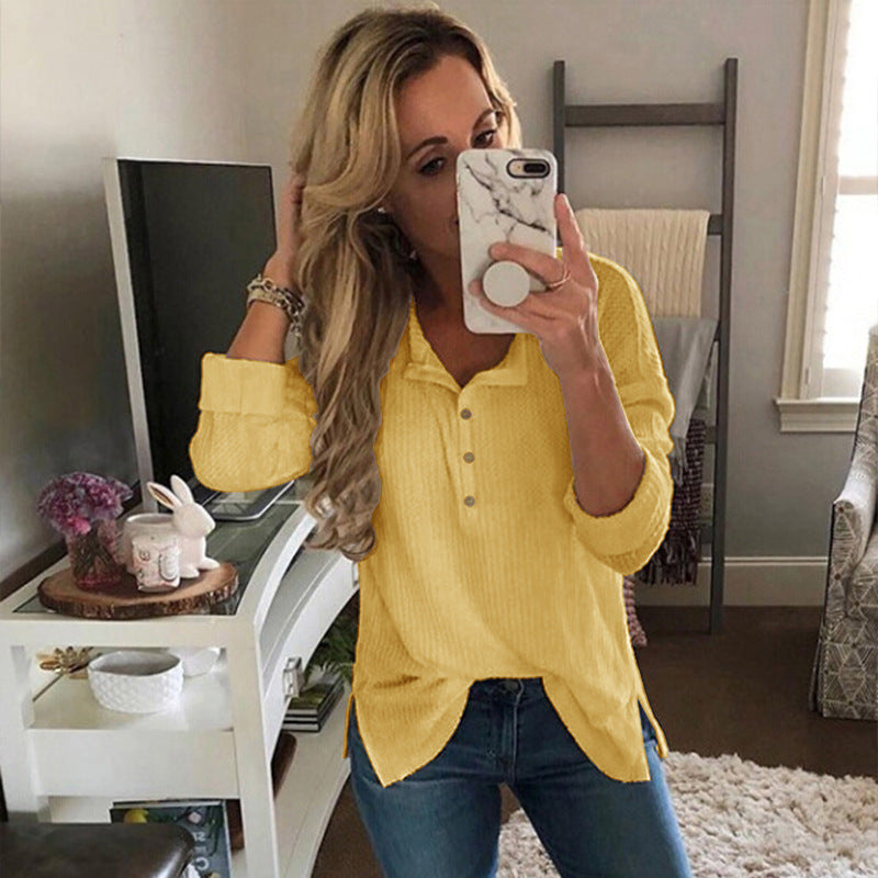 Nadine Castellon | Slit Henley Tunic Top For Women