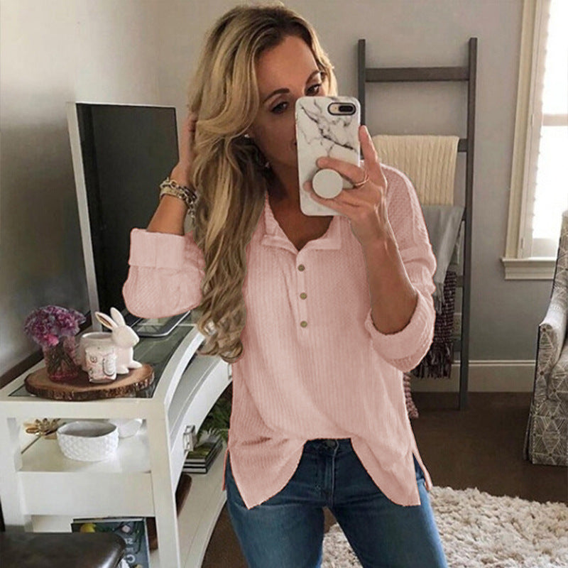 Nadine Castellon | Slit Henley Tunic Top For Women