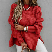Marina Delcourt | Oversized Side-Slit Knit Sweater For Women