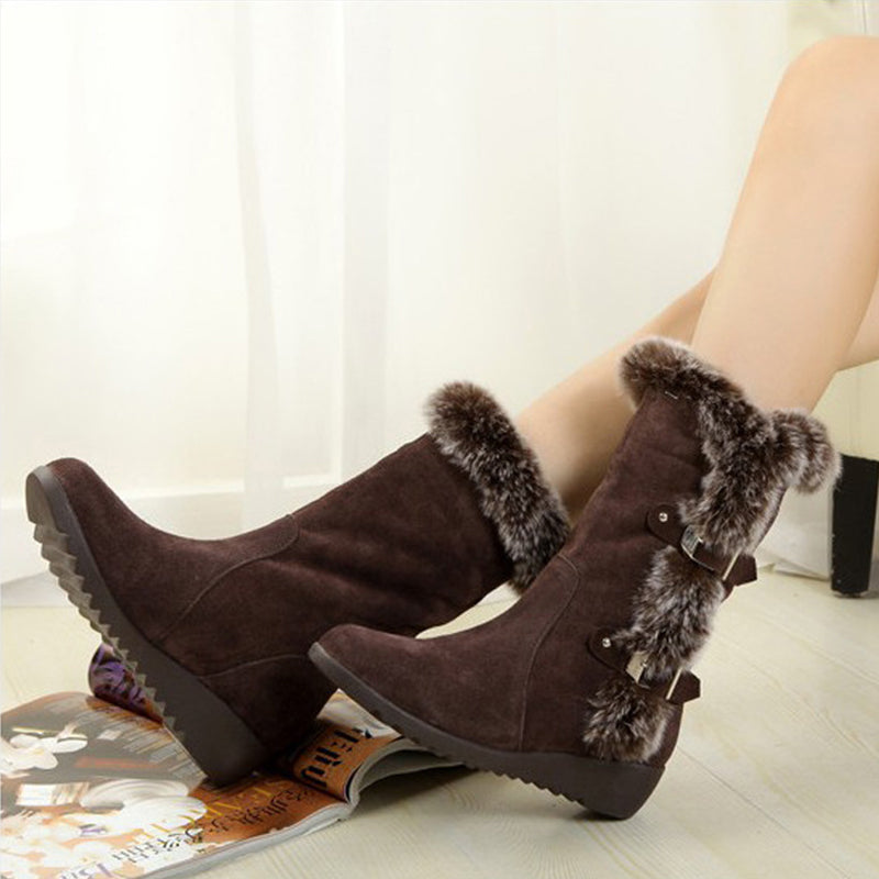 Charlotte Beaumont | Fur-Trim Mid-Calf Boots For Women