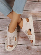 Elspeth Carrington | Cream Knit Platform Open Toe Slip-On Sandals