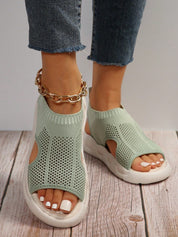 Elspeth Carrington | Cream Knit Platform Open Toe Slip-On Sandals