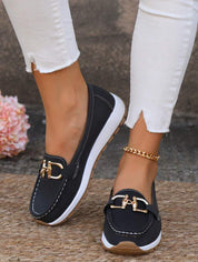 Therese Wainwright | Black Chain-Trim Platform Loafers For Women