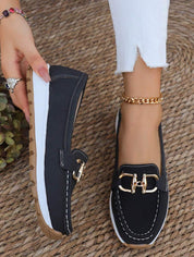 Therese Wainwright | Black Chain-Trim Platform Loafers For Women