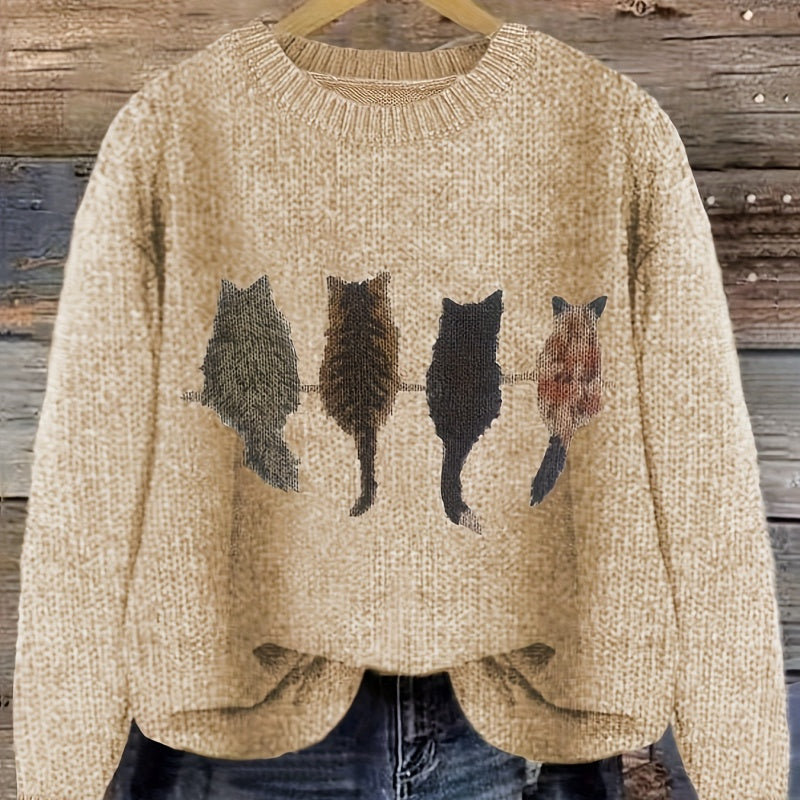 Anaïs Brandt | Cat Silhouette Knit Sweater For Women