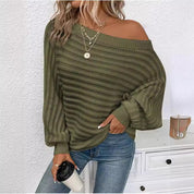 Colombe Vantoux | Off-Shoulder Ribbed Knit Sweater For Women