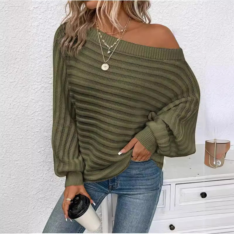 Colombe Vantoux | Off-Shoulder Ribbed Knit Sweater For Women