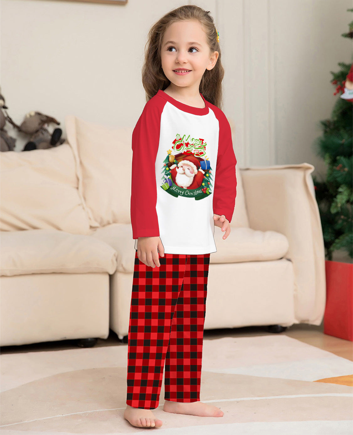 Merry Hearth | Red Raglan Santa Print Christmas Pyjamas Unisex & Family