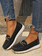 Therese Wainwright | Black Chain-Trim Platform Loafers For Women