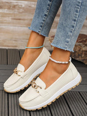 Therese Wainwright | Black Chain-Trim Platform Loafers For Women