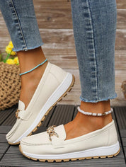 Therese Wainwright | Black Chain-Trim Platform Loafers For Women