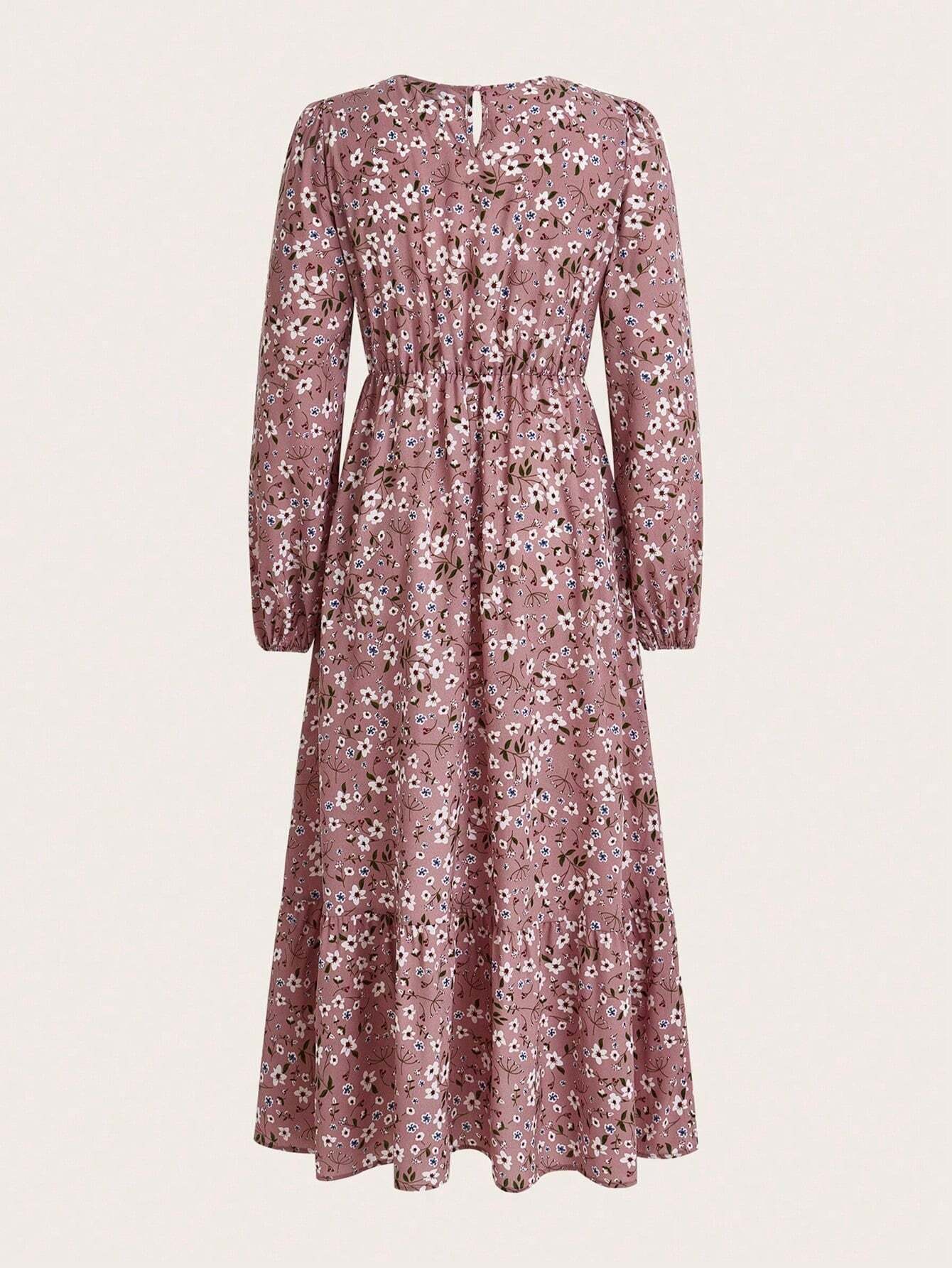 Rosalinde Fleurcourt | Floral Print Bishop Sleeve Smocked Waist Maxi Dress