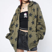 Anouk Sabatier | Star Print Hooded Zip-Up Hoodie For Women