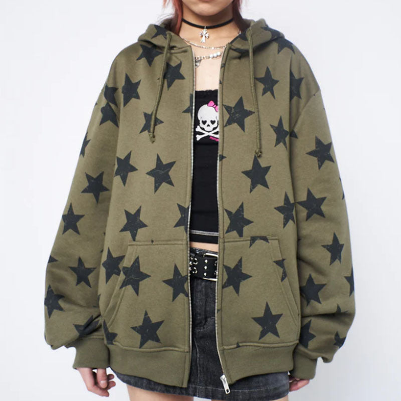 Anouk Sabatier | Star Print Hooded Zip-Up Hoodie For Women