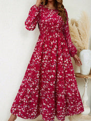 Rosalinde Fleurcourt | Floral Print Bishop Sleeve Smocked Waist Maxi Dress