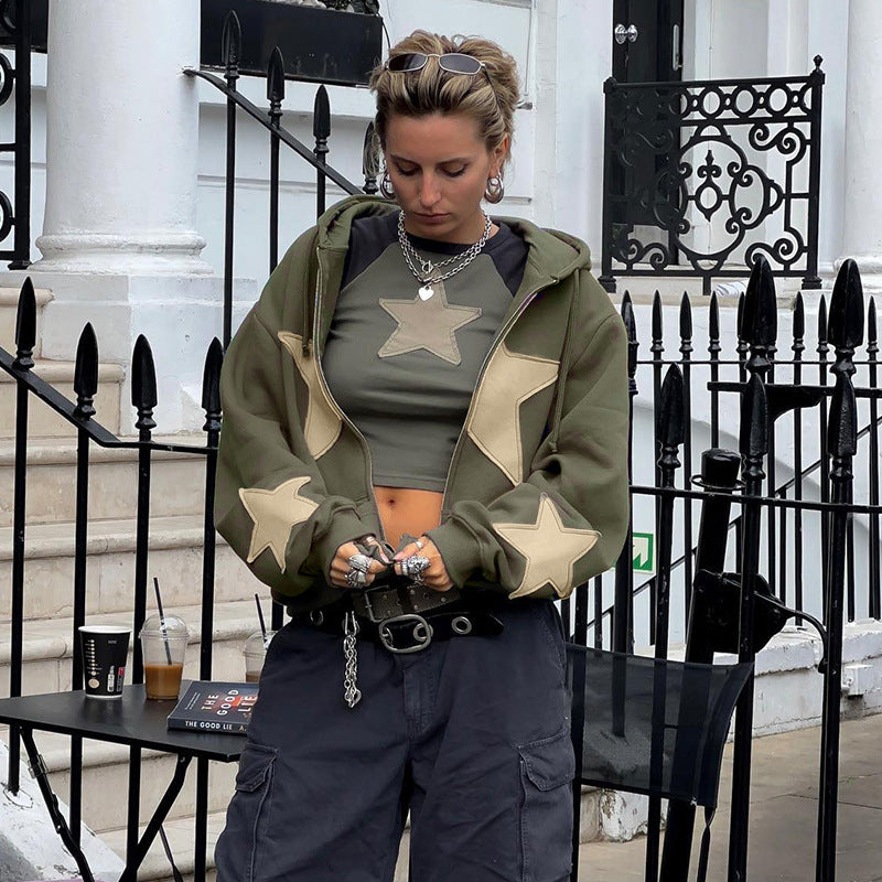 Aurelie Mercier | Star Patch Zip-Up Hoodie For Women