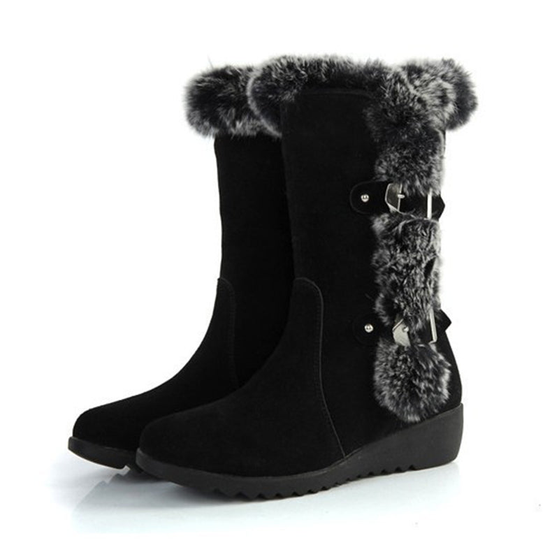 Charlotte Beaumont | Fur-Trim Mid-Calf Boots For Women