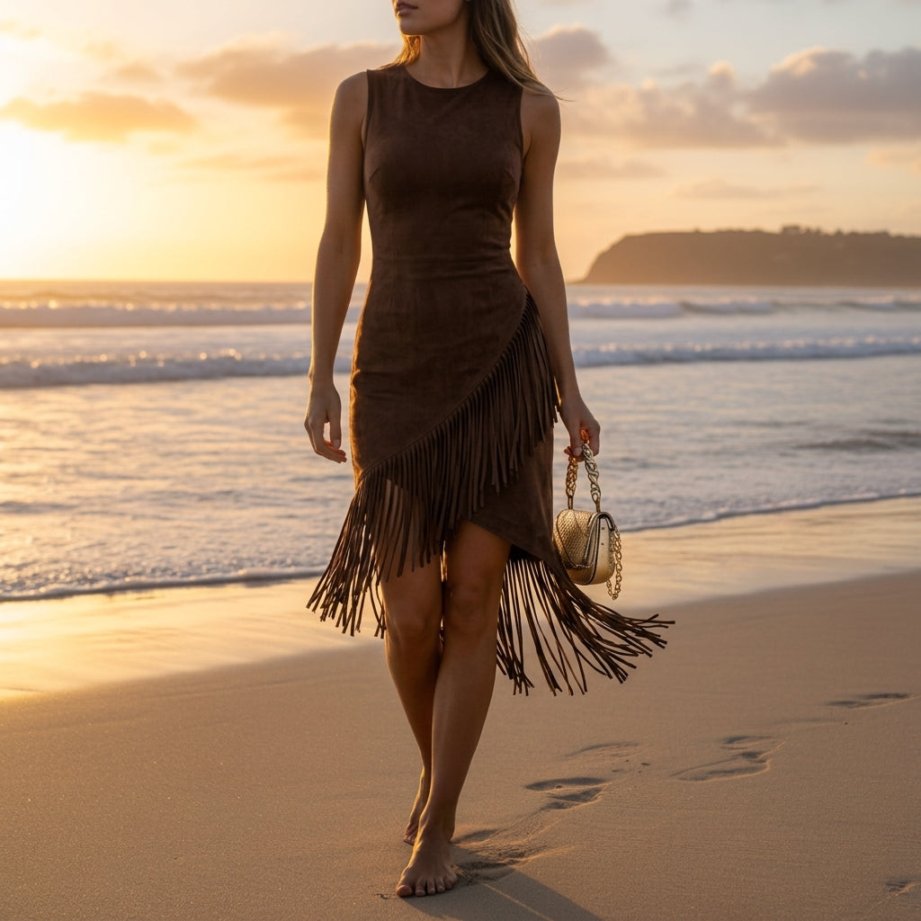 Serena Dunbar | Fringe Midi Dress For Women
