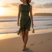 Serena Dunbar | Fringe Midi Dress For Women