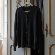 Margot Elsinore | Cream Merino Wool Button-Up Cardigan For Women