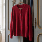 Margot Elsinore | Cream Merino Wool Button-Up Cardigan For Women