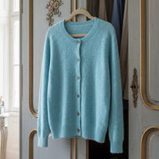Margot Elsinore | Cream Merino Wool Button-Up Cardigan For Women