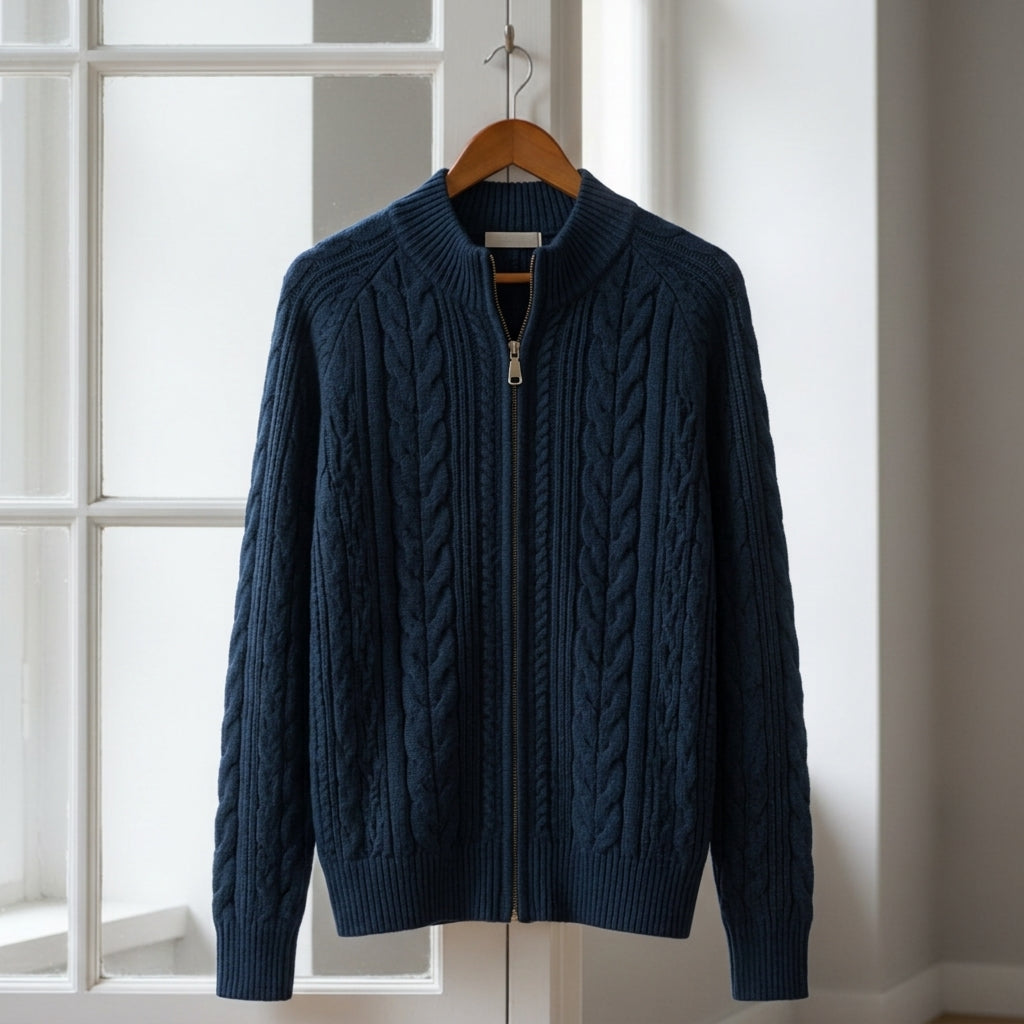 Edmund Fairclough | Cable Knit Zip-Up Cardigan For Women