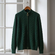 Edmund Fairclough | Cable Knit Zip-Up Cardigan For Women