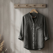 Marlowe Ashton | White Linen-Cotton Blend Shirt For Women