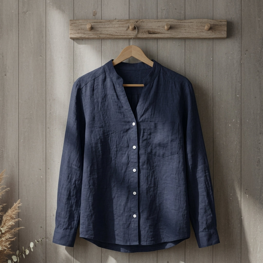 Marlowe Ashton | White Linen-Cotton Blend Shirt For Women