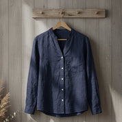 Marlowe Ashton | White Linen-Cotton Blend Shirt For Women