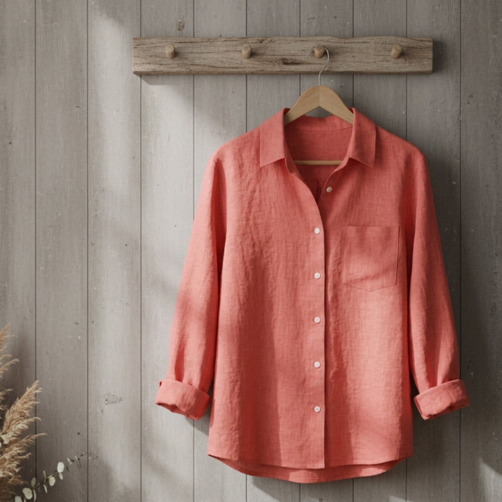 Marlowe Ashton | White Linen-Cotton Blend Shirt For Women