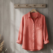Marlowe Ashton | White Linen-Cotton Blend Shirt For Women