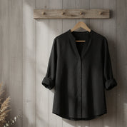 Marlowe Ashton | White Linen-Cotton Blend Shirt For Women