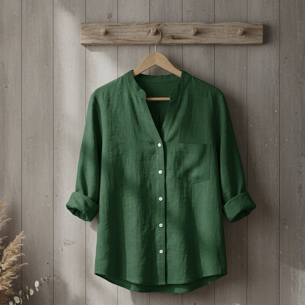 Marlowe Ashton | White Linen-Cotton Blend Shirt For Women