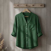 Marlowe Ashton | White Linen-Cotton Blend Shirt For Women