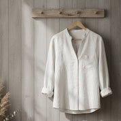 Marlowe Ashton | White Linen-Cotton Blend Shirt For Women