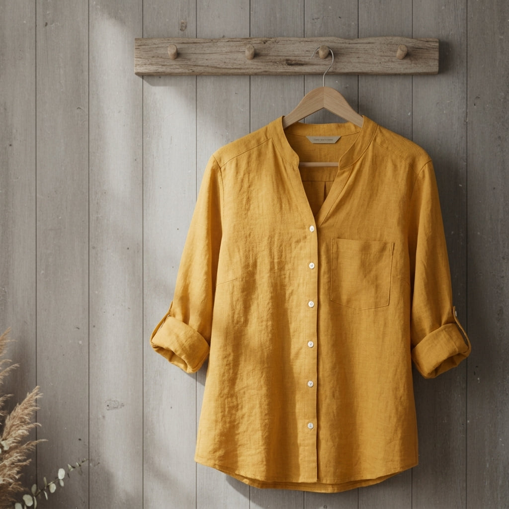 Marlowe Ashton | White Linen-Cotton Blend Shirt For Women