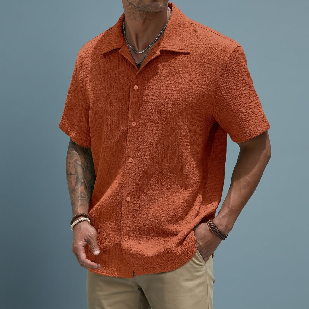 Lorenzo Cavalli | Textured Short Sleeve Shirt For Men