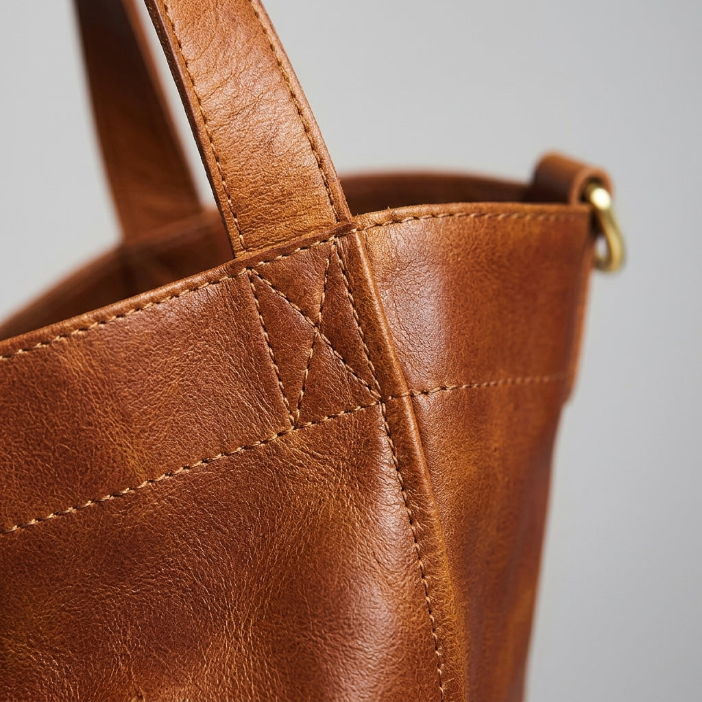 Aurinda Bellerose | Structured Leather Tote Bag in Burgundy