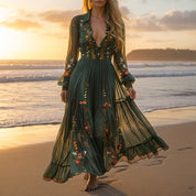 Hailey Moore | Floral Chiffon Maxi Dress with Belt For Women