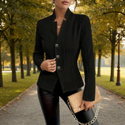 Adrienne Wollstonecraft | White Cable-Knit Textured Blazer Jacket For Women