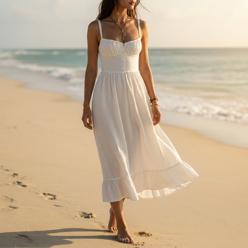 Beatrice Calloway | Ruffle Hem Midi Dress For Women