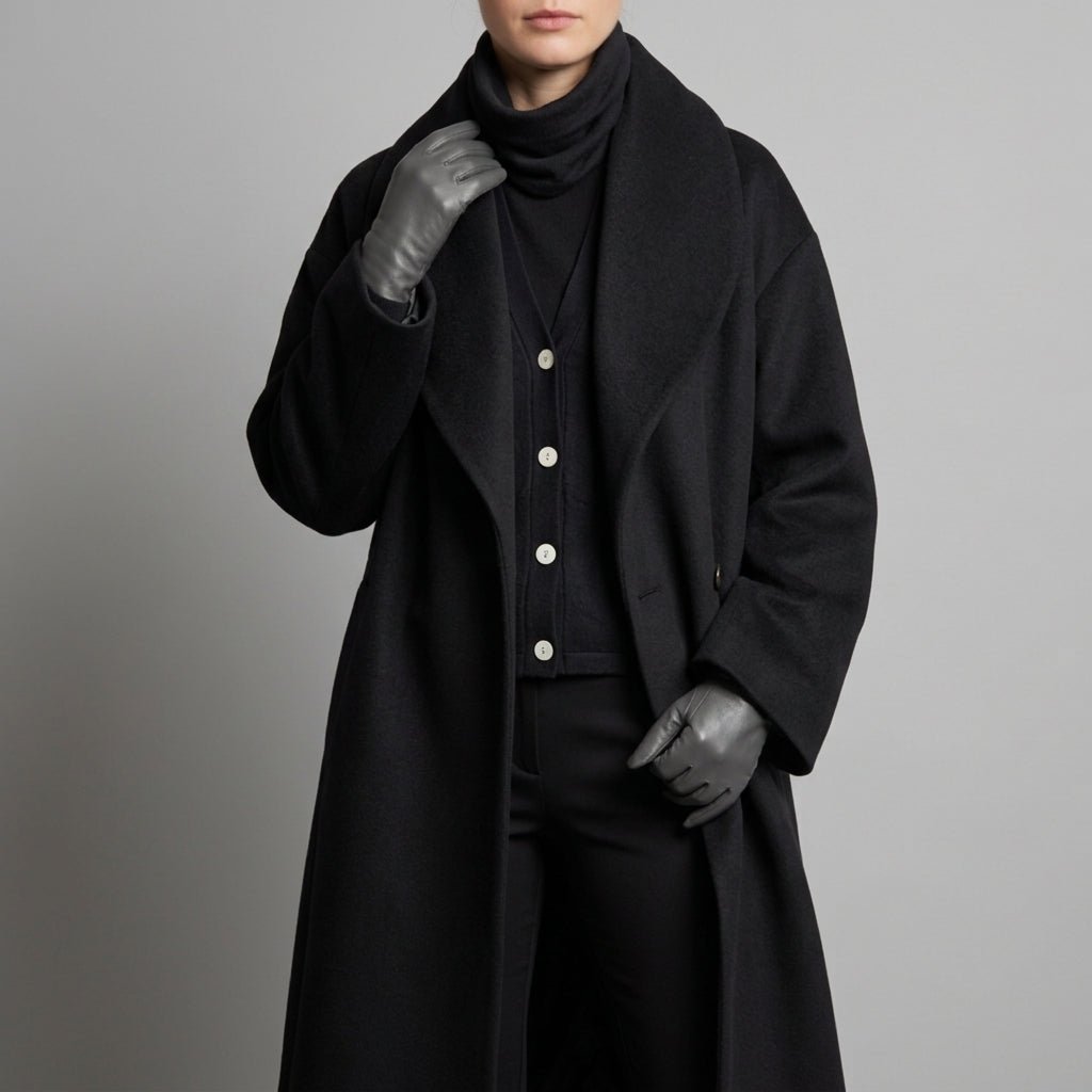 Yvette Harrowfield | Oversized Wide Collar Wrap Coat For Women