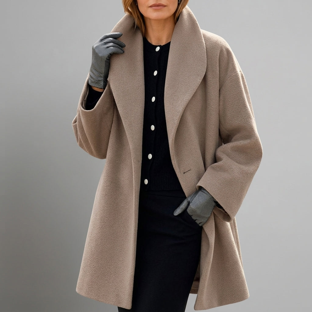 Yvette Harrowfield | Oversized Wide Collar Wrap Coat For Women