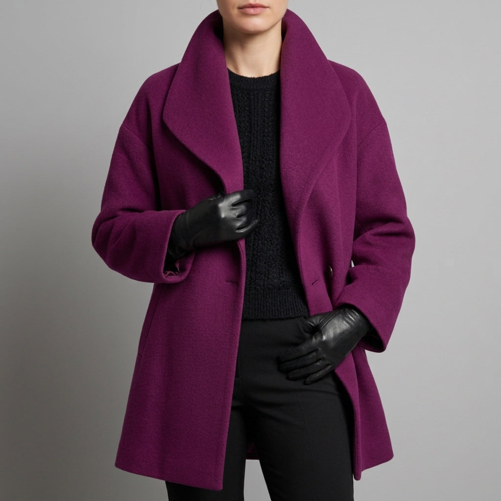 Yvette Harrowfield | Oversized Wide Collar Wrap Coat For Women