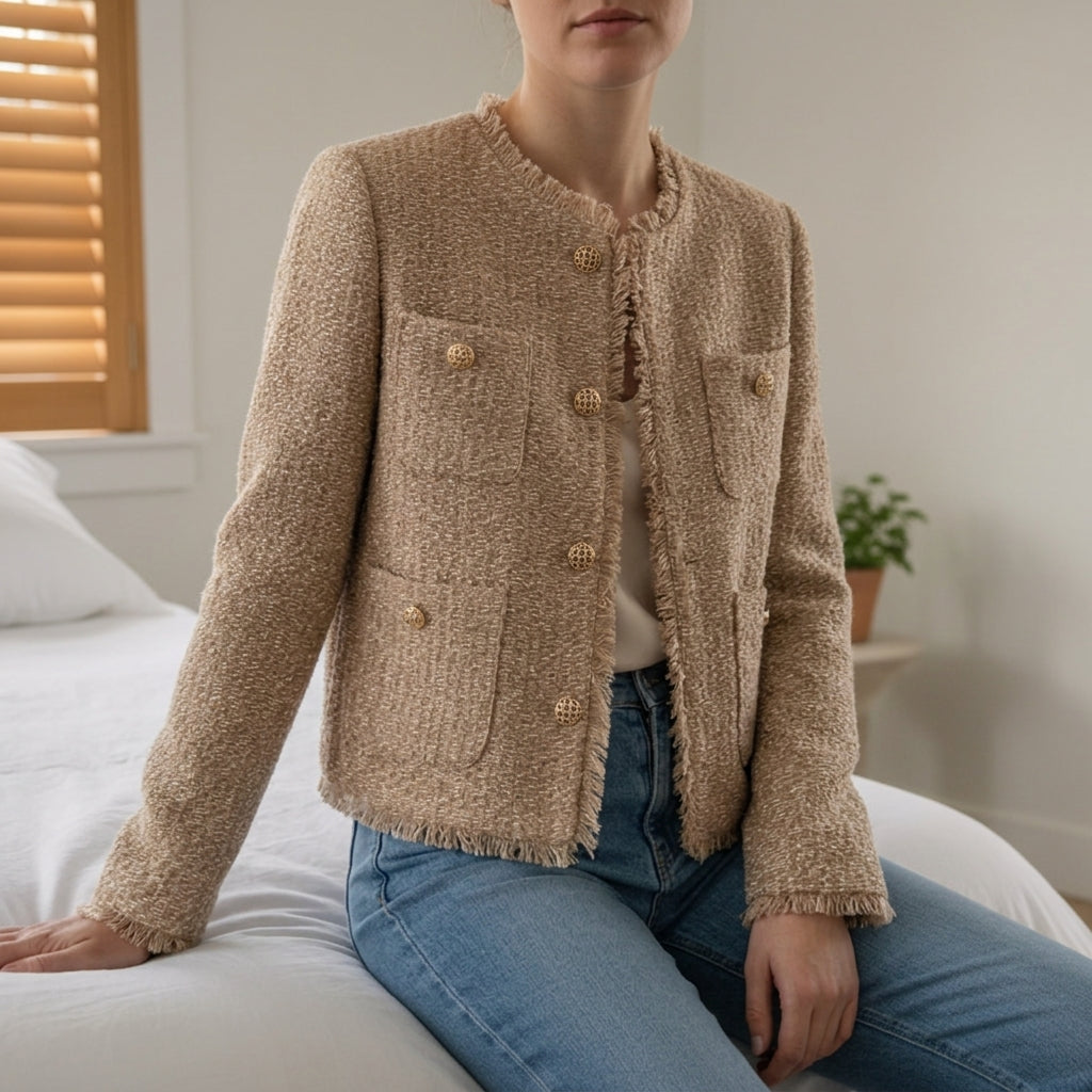 Marguerite Fontenoy | Cropped Tweed Blazer Jacket For Women