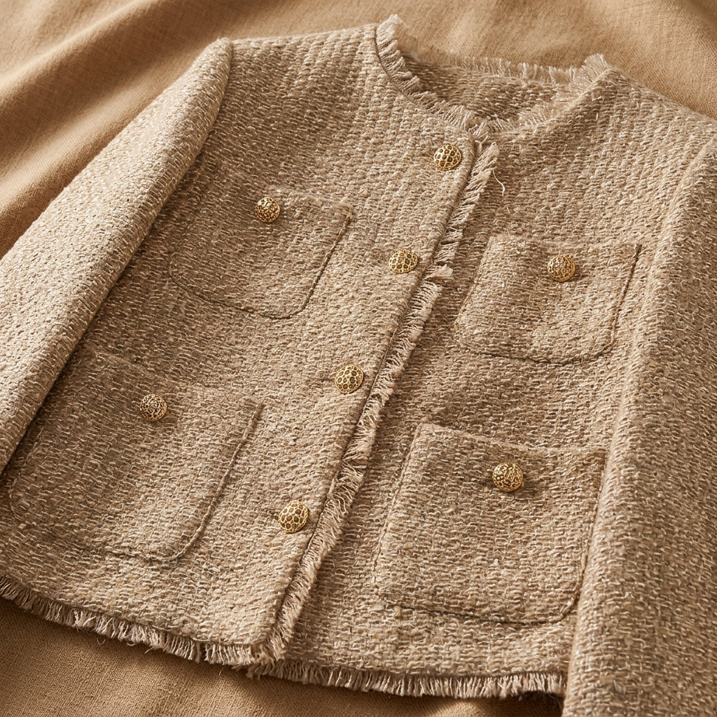 Marguerite Fontenoy | Cropped Tweed Blazer Jacket For Women